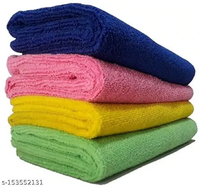 Microfiber Bath Towel (Multicolor, 40x40 cm) (Pack of 4)