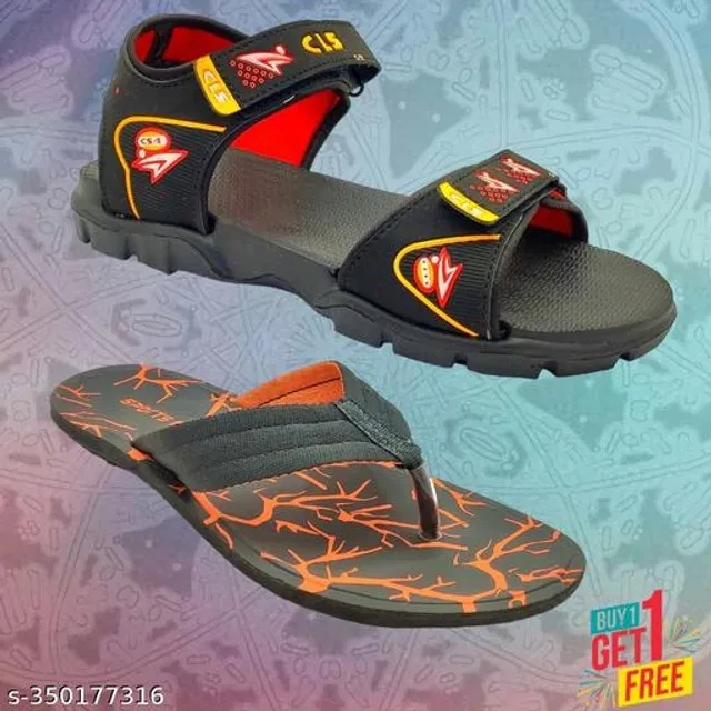 Sandal with Flipflop for Men (Multicolor, 8) (Pack of 2)