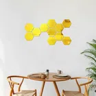 Acrylic Hexagon Shaped Wall Mirror Stickers (Gold, Pack of 11)