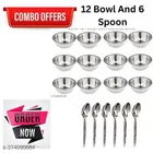 Stainless Steel 12 Pcs Bowls with 6 Pcs Spoon 