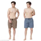 Shorts for Men (Tan & Blue, 30) (Pack of 2)