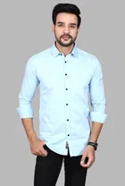 Cotton Blend Solid Shirt for Men, Sky Blue 