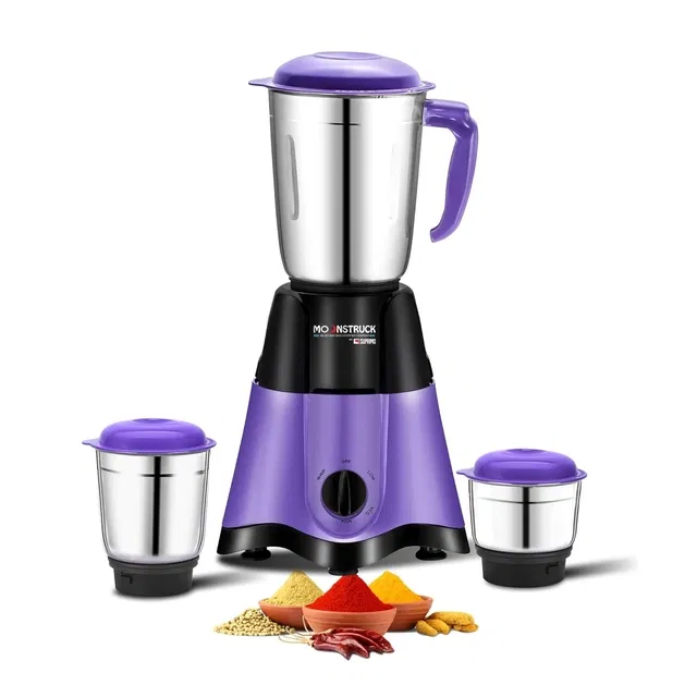 Moonstruck 750 Watt 3 Jars Mixer Grinder (Purple)