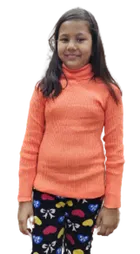 Full Sleeves Solid Sweater for Girls (Orange, 0-3 Months)