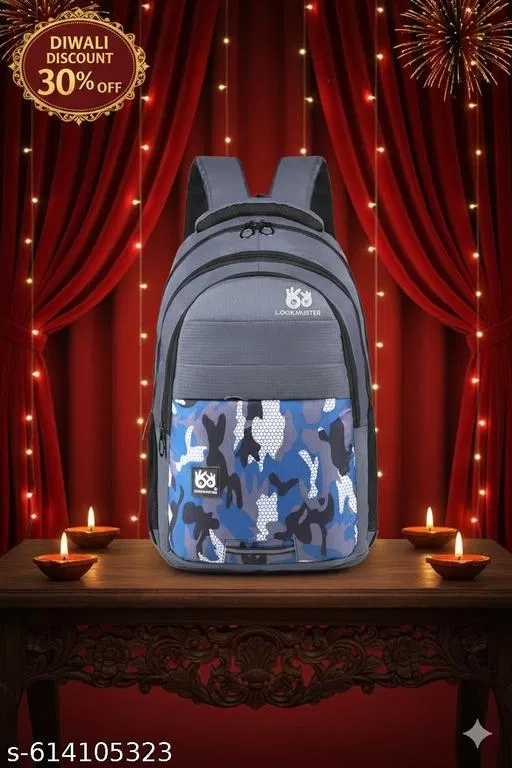 Polyester Backpack for Men & Women, Grey