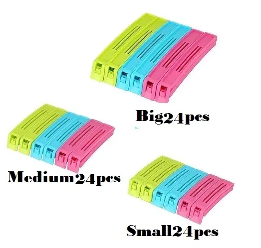 Plastic Food Bags Airtight Vaccum Sealer Clips (Multicolor, Set of 72)