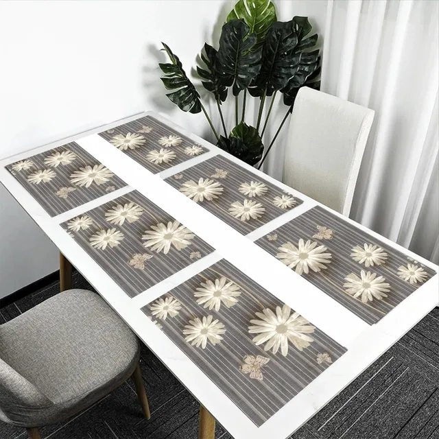 PVC Printed Dining Table Placemats (Multicolor, 30x45 cm) (Pack of 6)