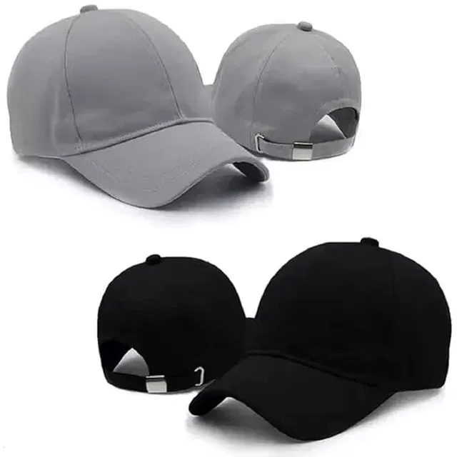 Cotton Cap for Men (Black & Grey)
