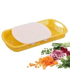 Plastic Chopping Board with Tray (Yellow, Set of 1)