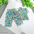 Cotton Polyester Printed Clothing Set for Girls, Green, Pack of 2 