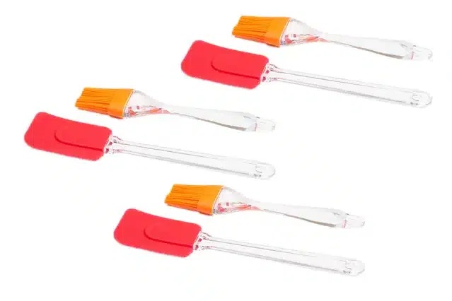 Spatula and Pastry Brush Set (Multicolor, Pack of 6)