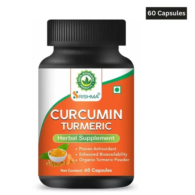 Srishma Curcumin Turmeric Herbal Supplement For Natural Antioxidant (60 Capsules)