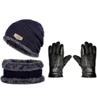 Combo of Woolen Beanie Cap with Neck Warmer & Hand Gloves for Men & Women 