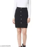 Cotton Blend Skirts for Women (Black, 28)