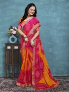 Georgette Bandhini Saree for Women 