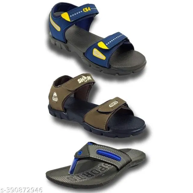 Sandals with Flipflop for Men (Multicolor, 10) (Pack of 3)