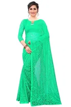 Net Solid Saree for Women 