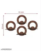 Full MoonWooden Wall Hanging ,Brown, Pack of 4