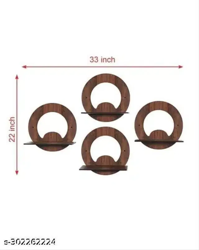 Full MoonWooden Wall Hanging ,Brown, Pack of 4
