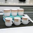 6 PCS CERAMIC TEA & COFFEE CUP SET -Belly with Yellow Stripe
