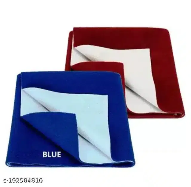 Cotton Mattress Protection Sheet (Blue & Maroon, 40x28 inches) (Pack of 2)