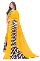 Women Georgette Printed Saree With Unstitched Blouse 
