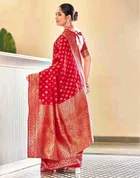 Silk Woven Design Saree for Women, Red 