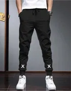 Polyblend Printed Trackpants for Men, Navy Blue & Black, Pack of 2 