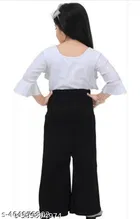 Cotton Three-Quarter Sleeve Round Neck Top and Pant Set for Girls 