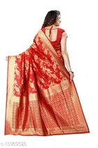 Litchi Silk Zari Woven Saree for Women, Red 