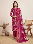 Cotton Printed Kurta with Pant & Dupatta for Women 