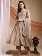 Embroidered Vichitra Silk Anarkali Kurta Set for Women 