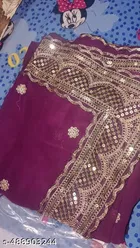 Georgette Saree for Women, Purple 