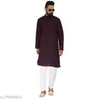Cotton Blend Solid Kurta with Pyjama for Men 