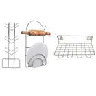 Stainless Steel Cup Stand & Chakla Belan Stand with Utensil Holder 