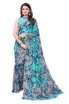 Women Georgette Printed Saree With Unstitched Blouse 