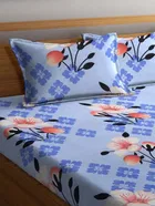 Glace Cotton Elastic Fitted Double Bedsheet with 2 Pillow Covers 