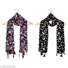 Poly Chiffon Scarves for Women, Multicolor, Pack of 2