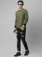 Rigo Men's All Over Printed Round Neck Fleece Sweatshirt 