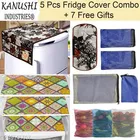 KANUSHI Industries® 1Pc Fridge Cover for Top with 6 Utility Pockets + 1 Handles Covers + 3 Fridge Mats + 7 Gifts 