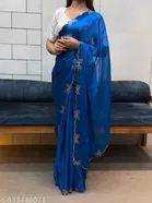 Silk Printed Saree for Women, Blue 