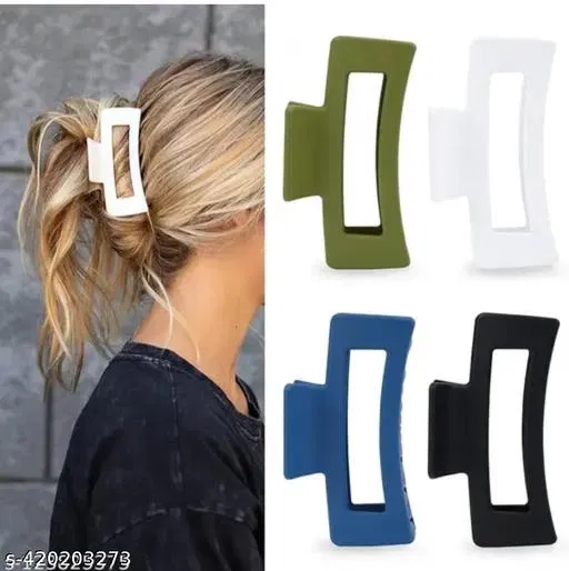 Plastic Hair Clutcher for Women (Multicolor, Pack of 4)