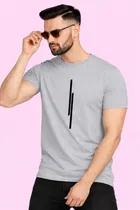 Chest Print Polyester T-Shirts for Mens ,Grey 