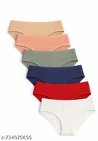 Nylon Briefs for Women, Multicolour, Pack of 6 