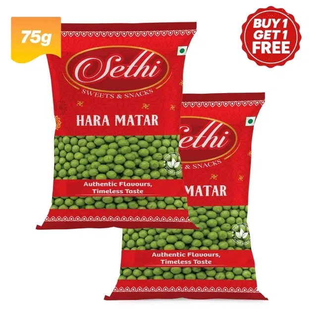 सेठी हरा मटर 2X75 g (बय 1 गेट 1 फ्री)