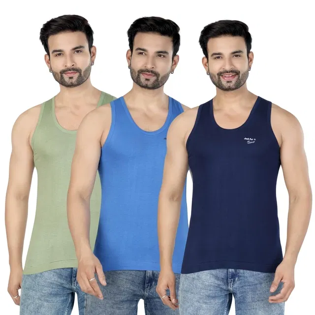Cotton Jym Vest for Men, Multicolour, Pack of 3 (2XL)