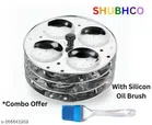 Stainless Steel 3 Plate Idli Maker with Oil Brush (Silver, Set of 2)