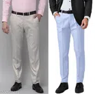 Cotton Blend Formal Pant for Men (Sky Blue & Green, 28) (Pack of 2)