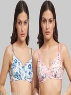 Cotton Blend Printed Padded Bra for Women 