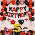 5th Happy Birthday Balloon Decoration Kit ,Black & Red Set Of 1